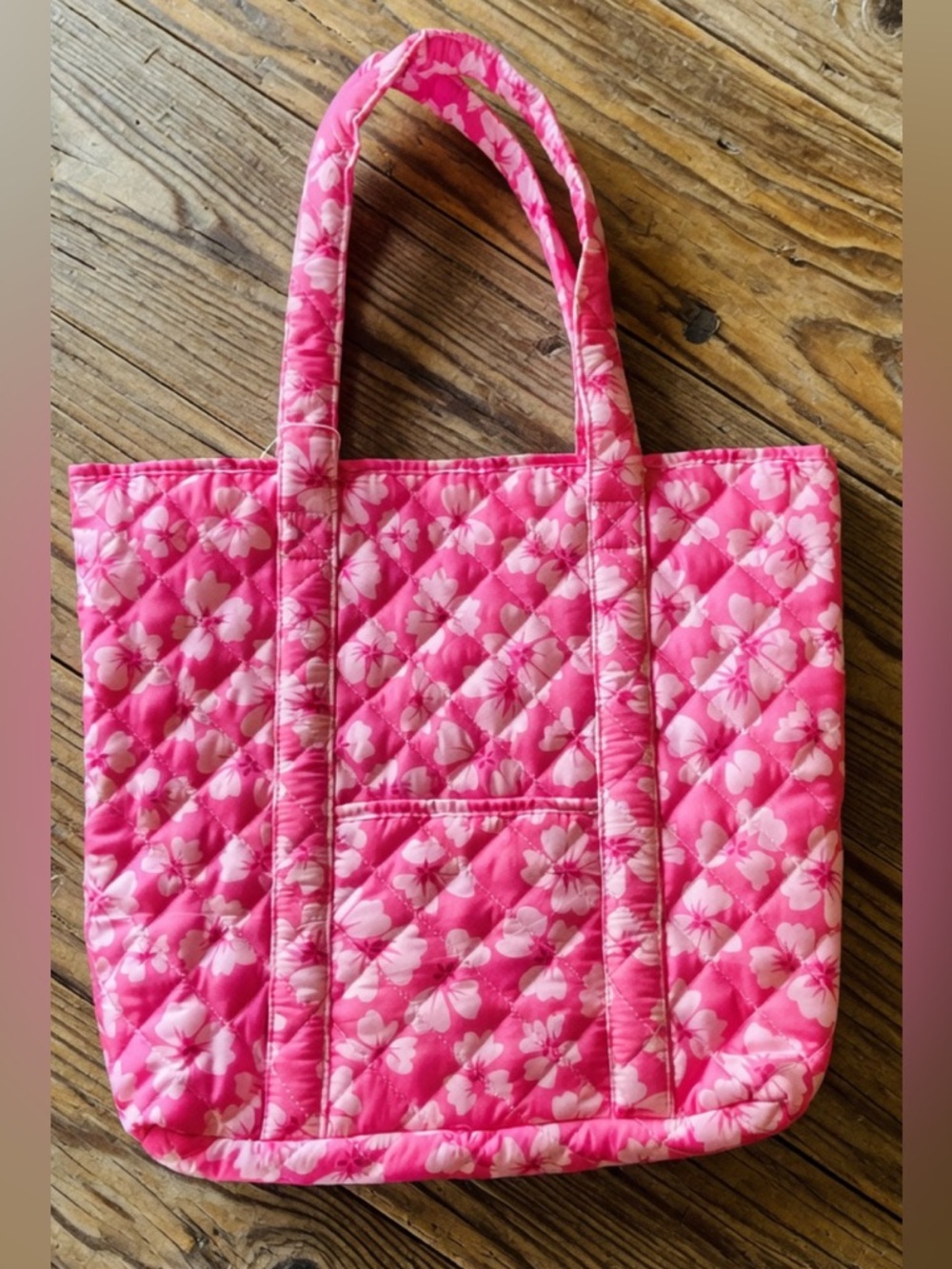 Quilted Pink Floral Padded Tote Bag NWT